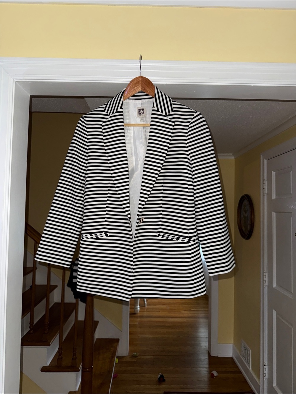 Anne Klein Black and White Striped Blazer